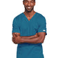 Unisex 2-Pocket V-Neck Top - 4725 - Caribbean Blue