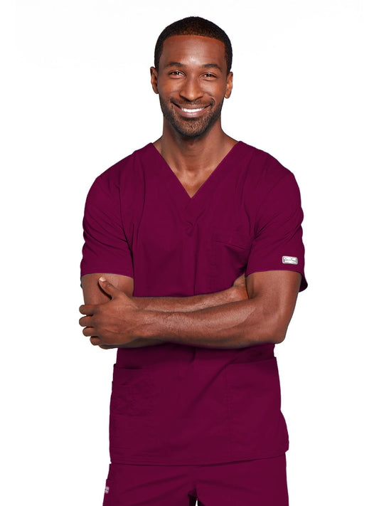 Unisex 2-Pocket V-Neck Top - 4725 - Wine