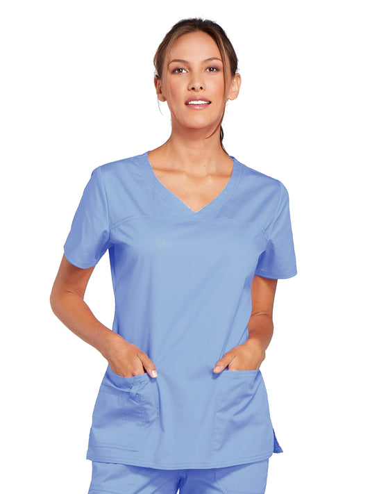 Women's 3-Pocket V-Neck Top - 4727 - Ciel