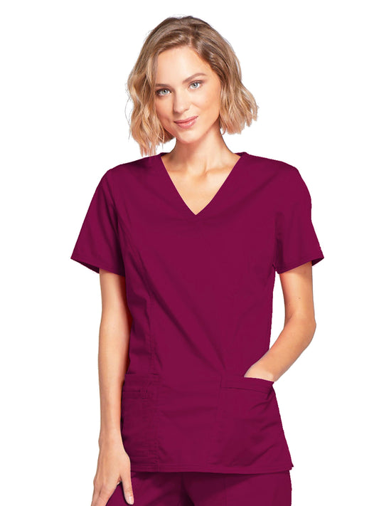Women's 3-Pocket Mock Wrap Top - 4728 - Wine