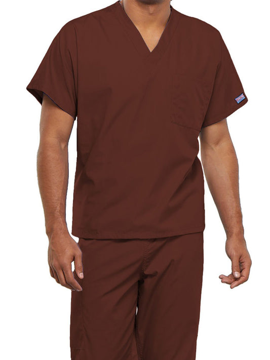 Unisex 1-Pocket V-Neck Top - 4777 - Chocolate