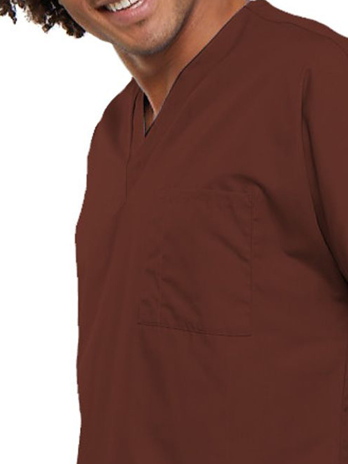 Unisex 1-Pocket V-Neck Top - 4777 - Chocolate
