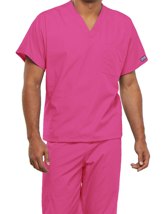 Unisex 1-Pocket V-Neck Top - 4777 - Shocking Pink