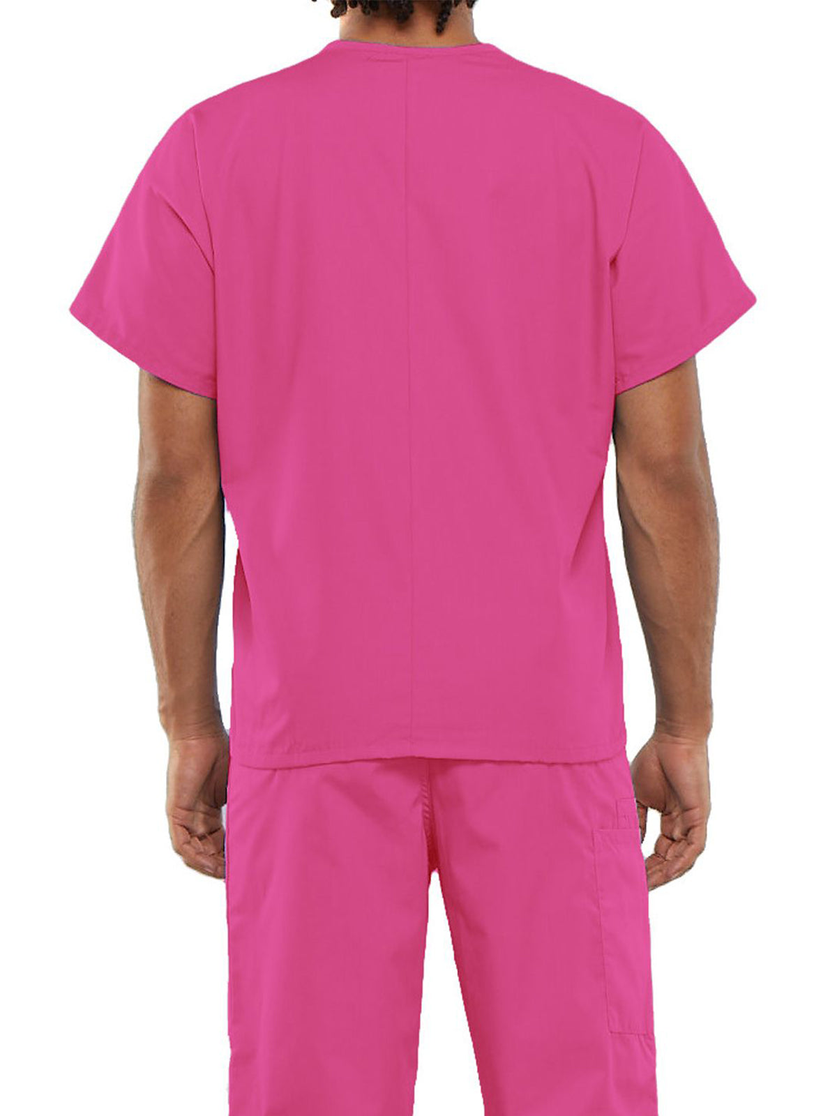 Unisex 1-Pocket V-Neck Top - 4777 - Shocking Pink