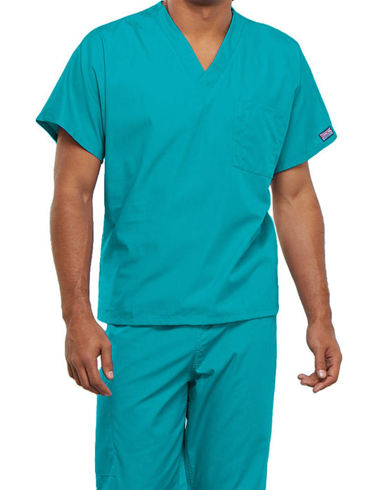 Unisex 1-Pocket V-Neck Top - 4777 - Turquoise