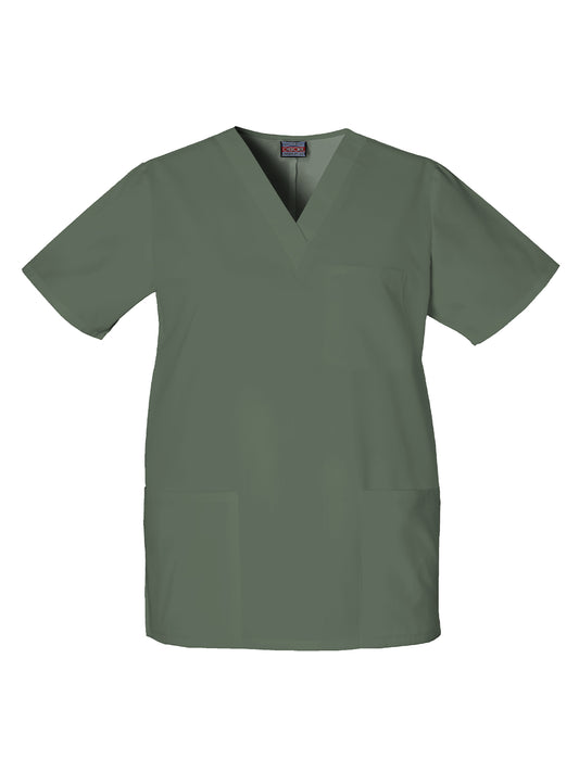 Unisex 3-Pocket V-Neck Top - 4876 - Olive