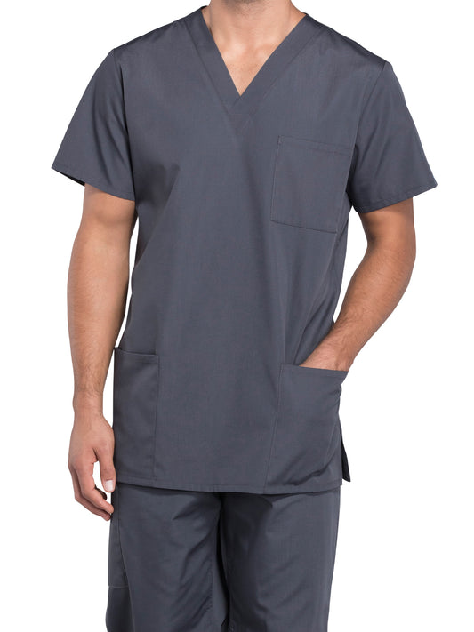 Unisex 3-Pocket V-Neck Top - 4876 - Pewter