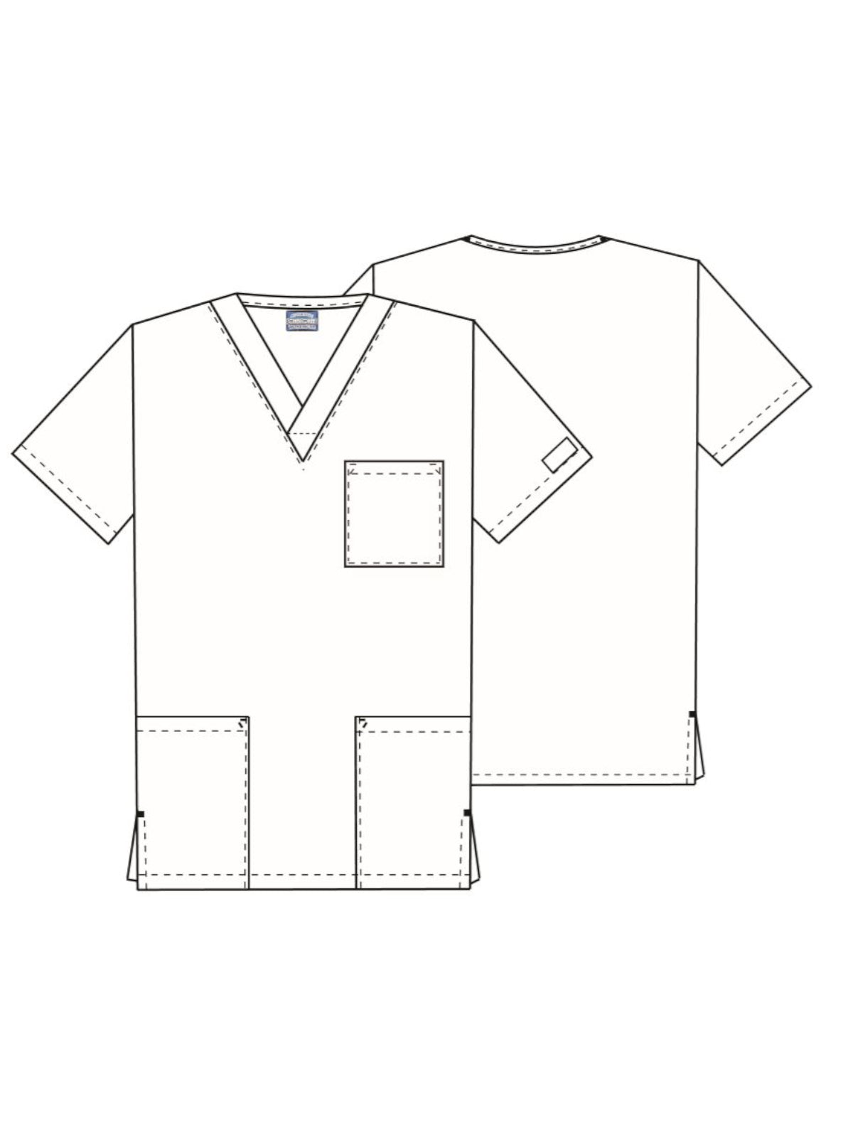 Unisex 3-Pocket V-Neck Top - 4876 - Pewter