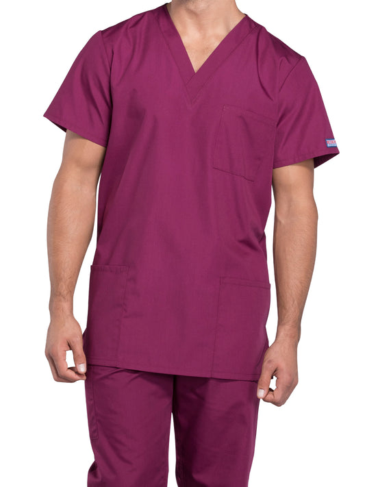 Unisex 3-Pocket V-Neck Top - 4876 - Wine