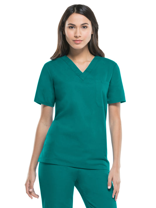 Unisex 1-Pocket Tuckable V-Neck Top - 83706 - Teal Blue
