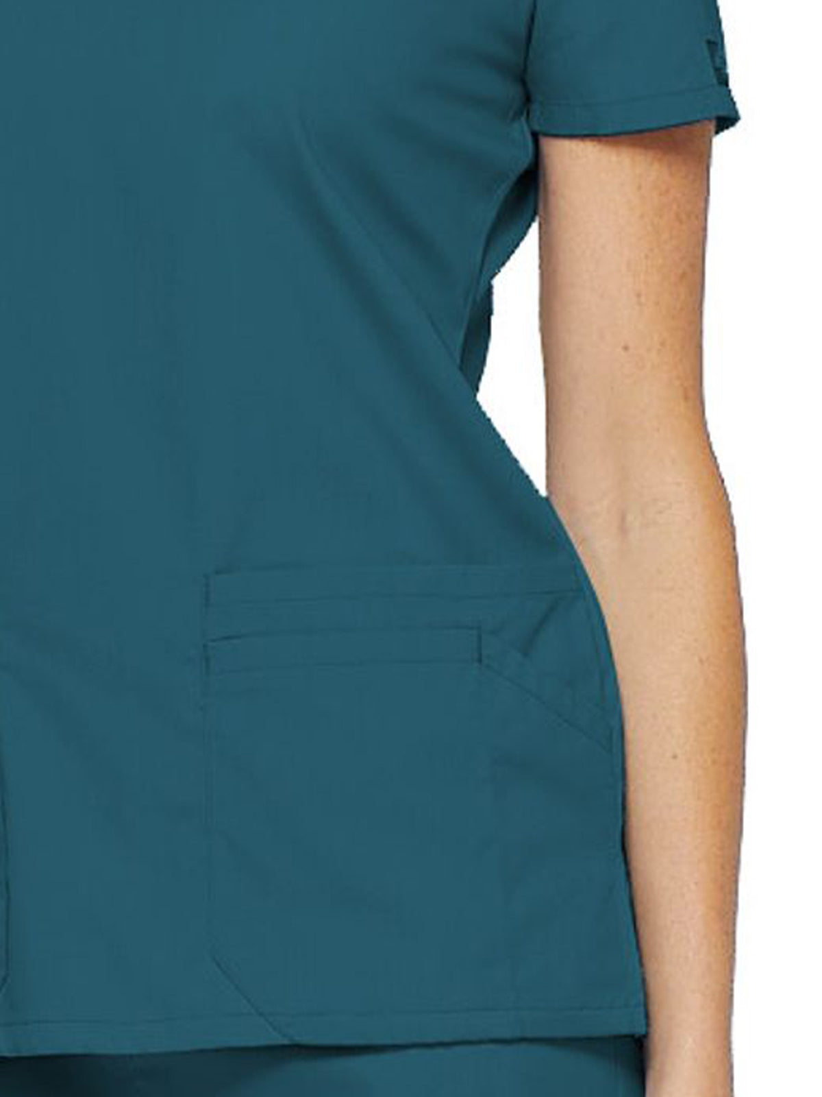 Women's 6-Pocket V-Neck Top - 85906 - Caribbean Blue
