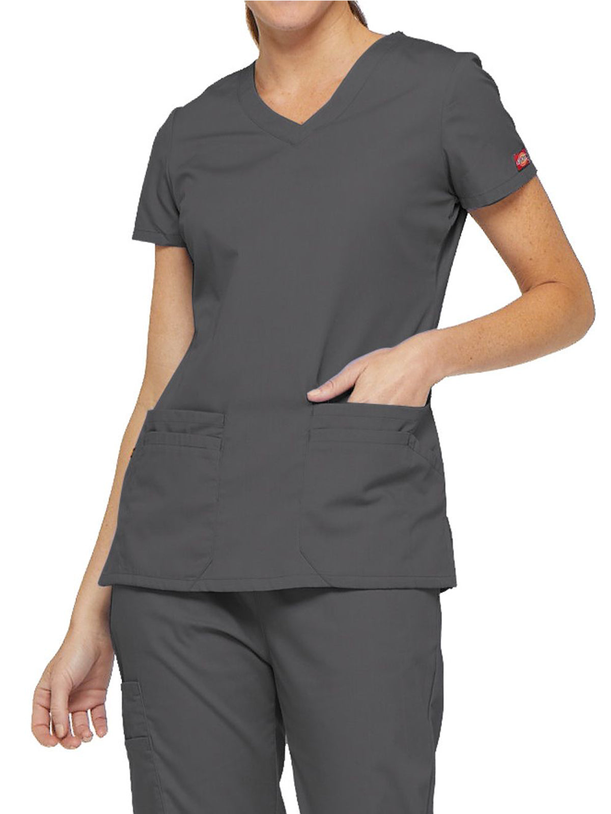 Women's 6-Pocket V-Neck Top - 85906 - Pewter