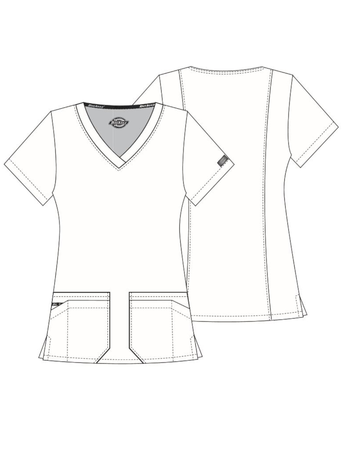 Women's 6-Pocket V-Neck Top - 85906 - Caribbean Blue