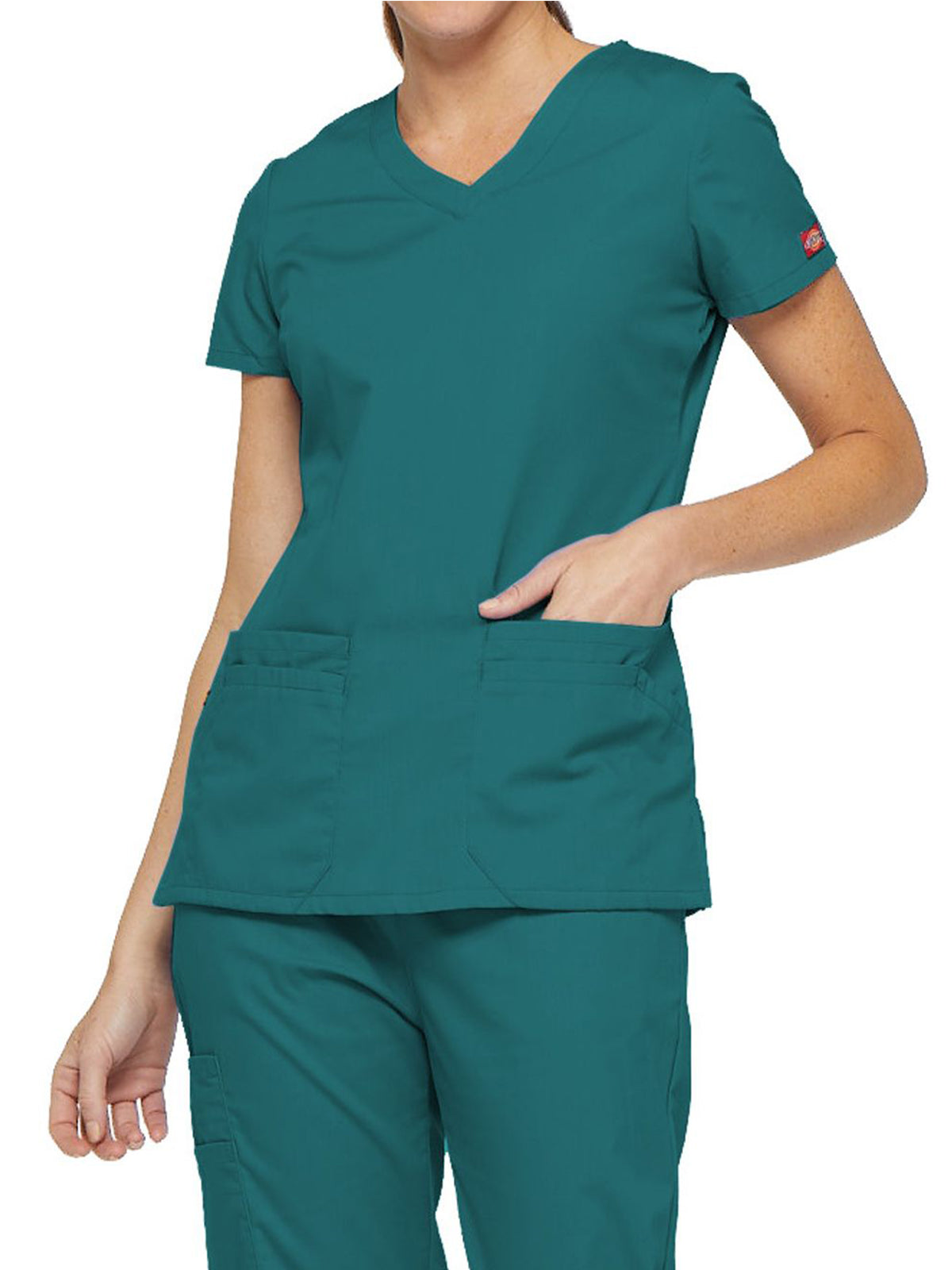 Women's 6-Pocket V-Neck Top - 85906 - Teal Blue