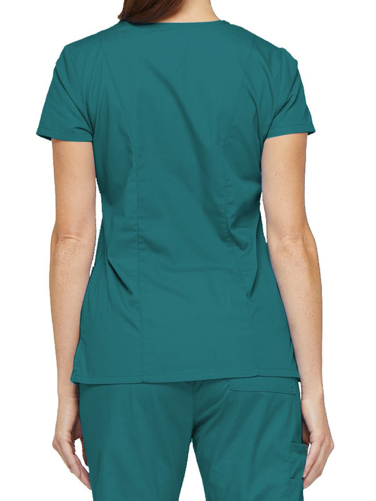 Women's 6-Pocket V-Neck Top - 85906 - Teal Blue