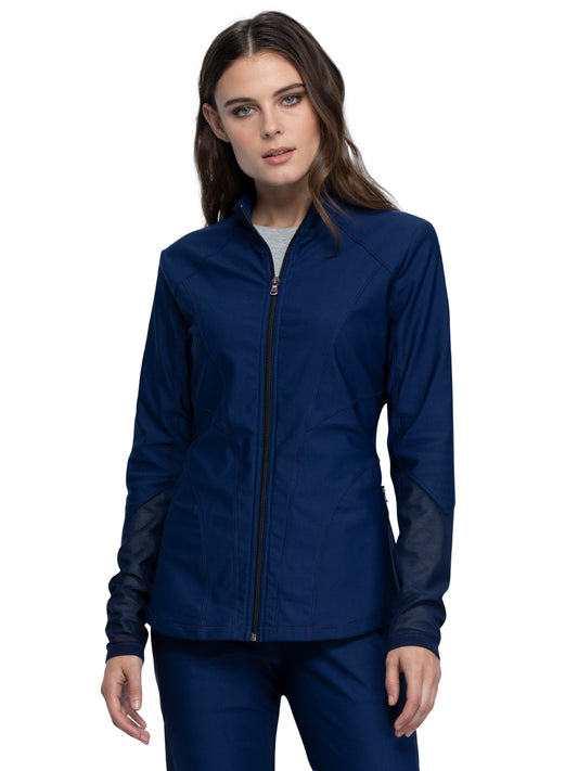 Women's Mock Neck Zip Front Jacket - CK390 - Navy