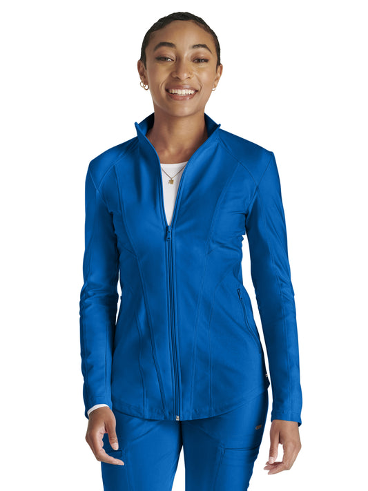 Women's Mock Neck Zip Front Jacket - CK390 - Royal