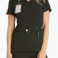 Women's 2 Pocket V-Neck Knit Side Panel Top - CK605 - Black