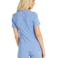 Women's 2 Pocket V-Neck Knit Side Panel Top - CK605 - Ciel Blue
