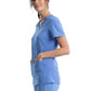 Women's 2 Pocket V-Neck Knit Side Panel Top - CK605 - Ciel Blue