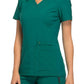 Women's 2 Pocket V-Neck Knit Side Panel Top - CK605 - Hunter Green