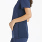 Women's 2 Pocket V-Neck Knit Side Panel Top - CK605 - Navy