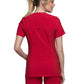 Women's 2 Pocket V-Neck Knit Side Panel Top - CK605 - Red