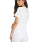 Women's 2 Pocket V-Neck Knit Side Panel Top - CK605 - White