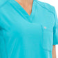 Women's Left Chest Pocket Tuckable V-Neck Top - CK687A - Teal Blue