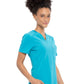 Women's Left Chest Pocket Tuckable V-Neck Top - CK687A - Teal Blue