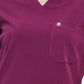 Women's Left Chest Pocket Tuckable V-Neck Top - CK687A - Wine