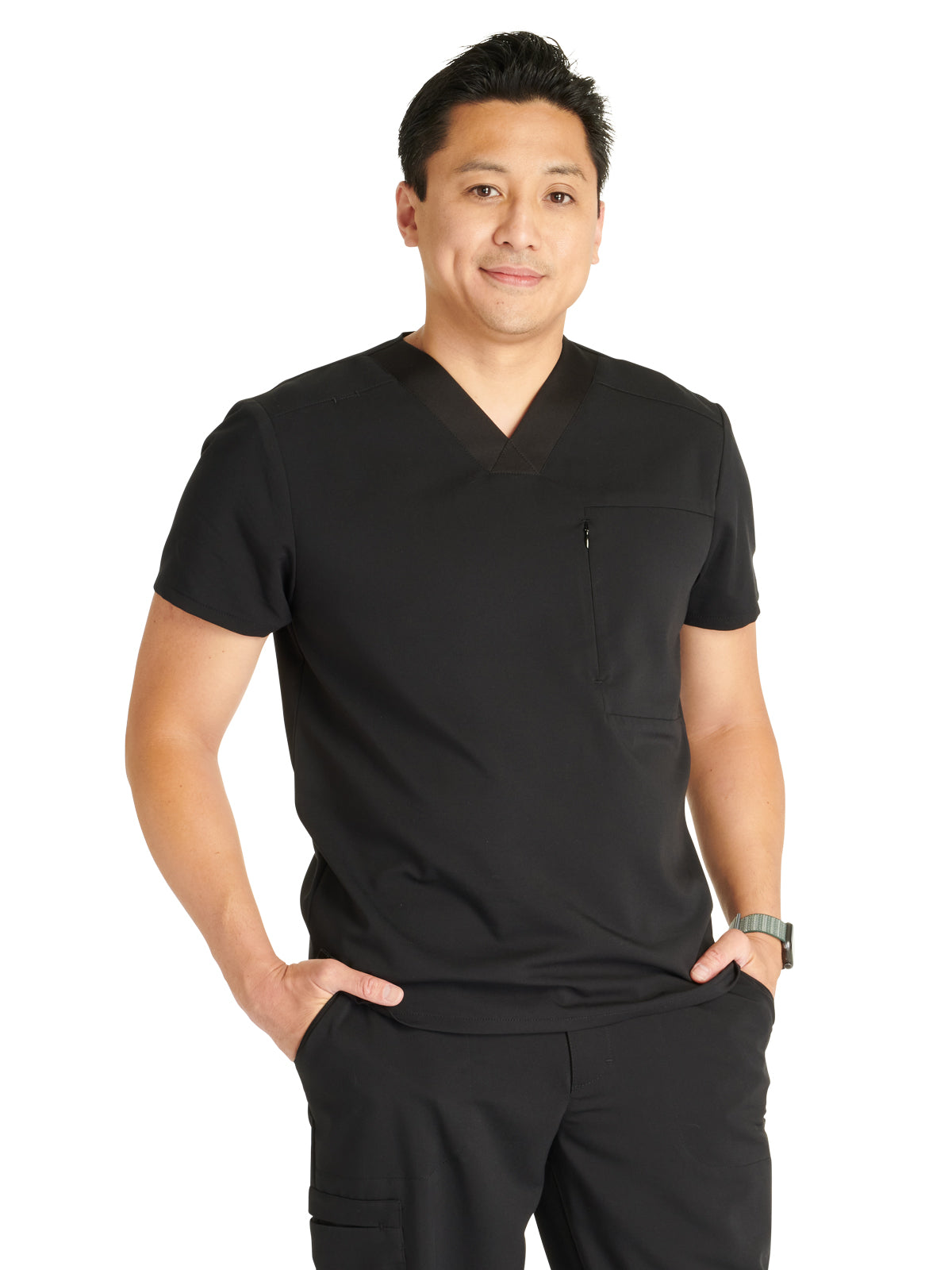 Men's V-Neck Top - CK718A - Black