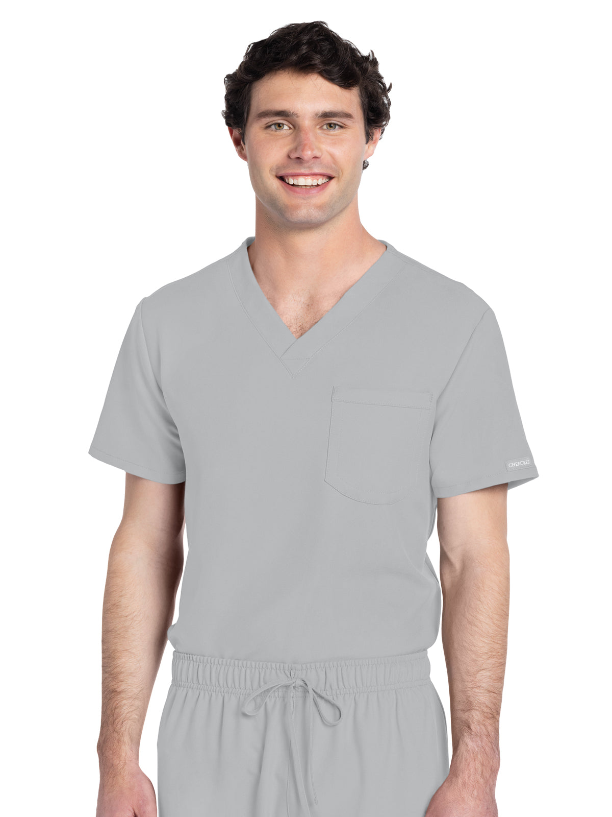 Unisex 1-Pocket V-Neck Top - CK778A - Grey