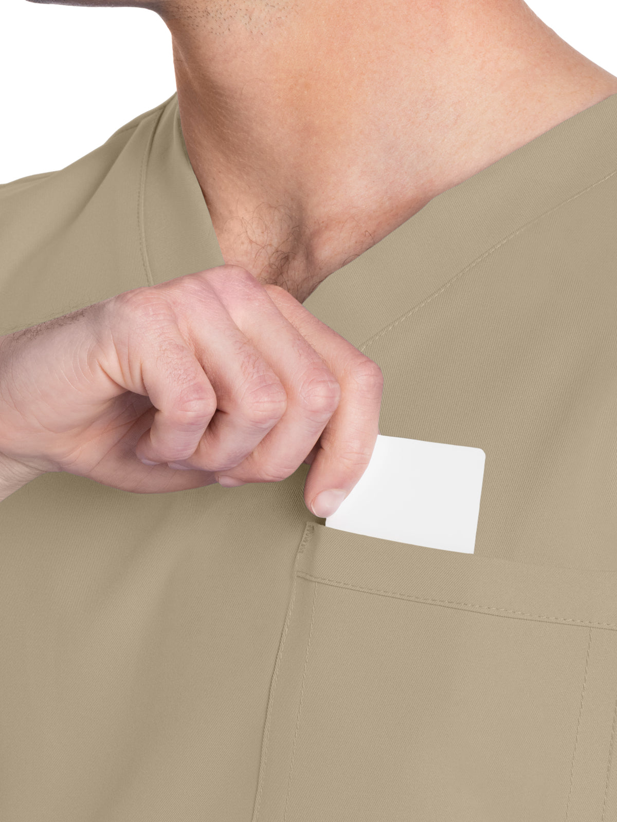 Unisex 1-Pocket V-Neck Top - CK778A - Khaki