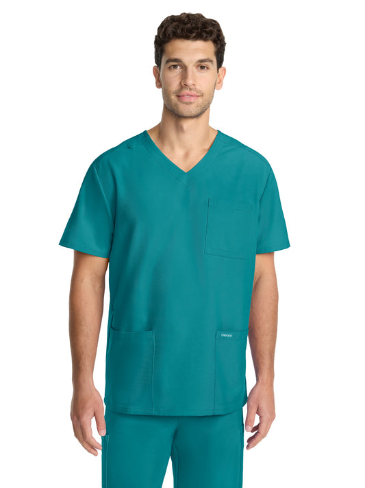 Men's 3-Pocket Tuck-In V-Neck Top - CK783A - Teal Blue
