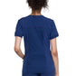 Women's Mixed Media Zip Front V-Neck Top - CK810A - Navy
