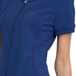 Women's Mixed Media Zip Front V-Neck Top - CK810A - Navy