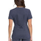 Women's Mixed Media Zip Front V-Neck Top - CK810A - Pewter