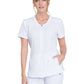 Women's Mixed Media Zip Front V-Neck Top - CK810A - White