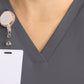 Women's 2-Pocket V-Neck Top - CK832 - Pewter