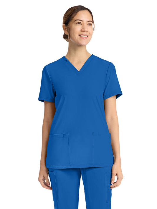 Women's 2-Pocket V-Neck Top - CK832 - Royal