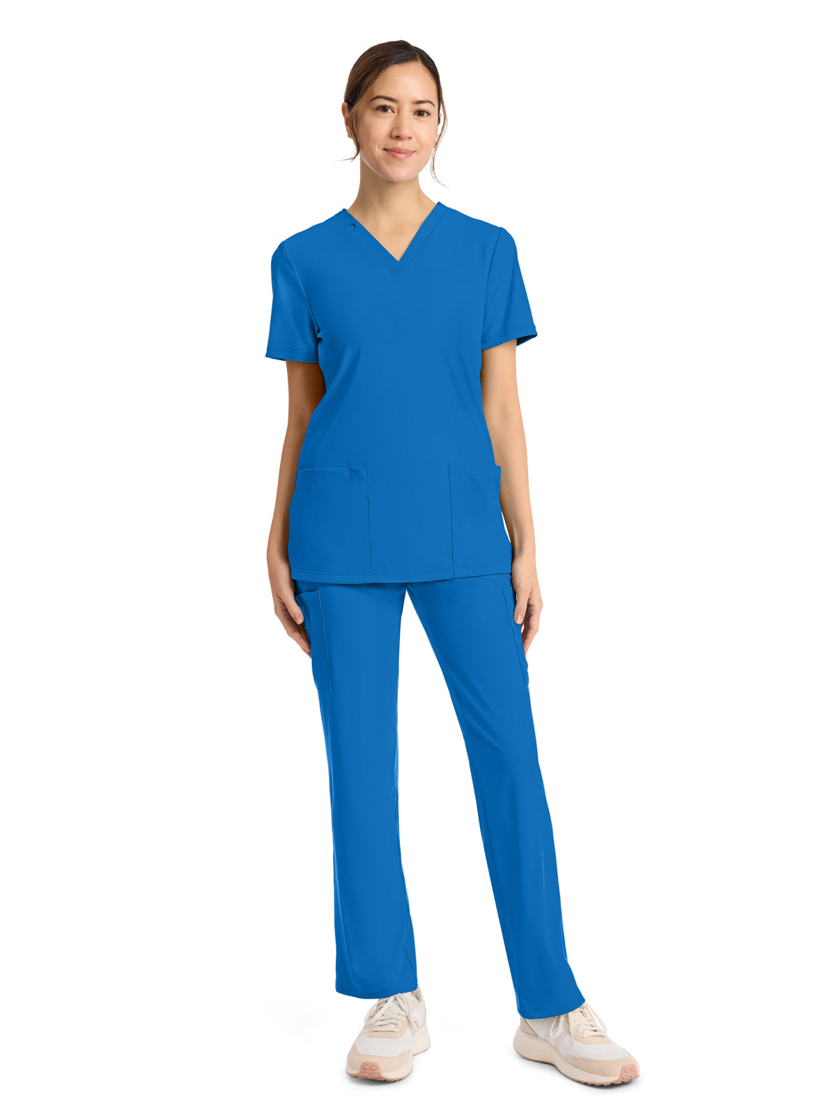 Women's 2-Pocket V-Neck Top - CK832 - True Blue