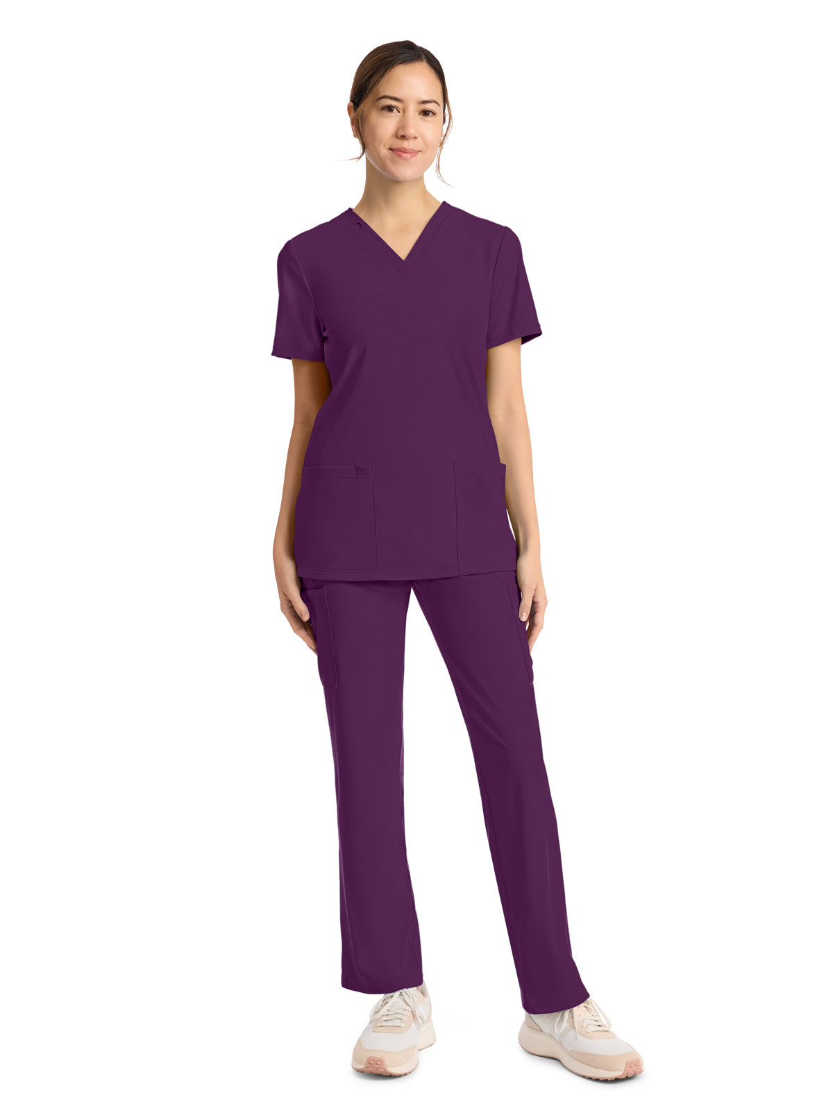 Women's 2-Pocket V-Neck Top - CK832 - Wild Mulberry