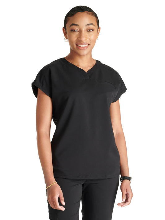 Women's V-Neck Top - CK836A - Black