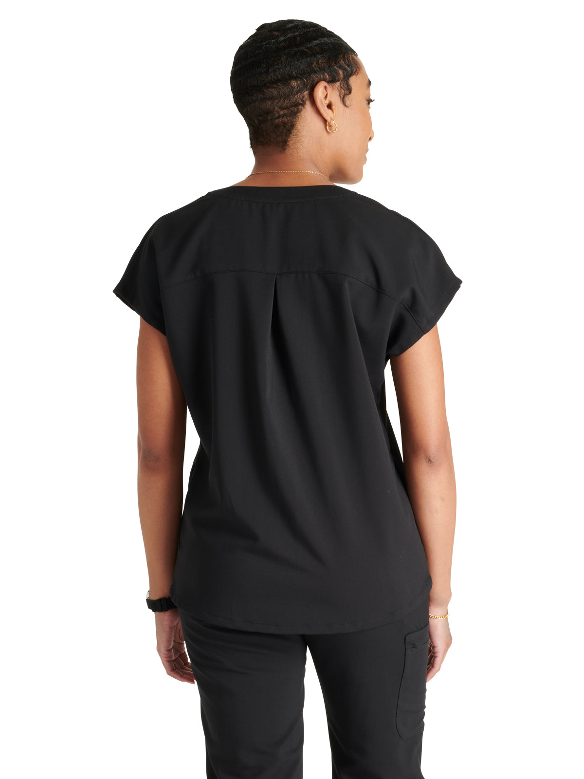 Women's V-Neck Top - CK836A - Black