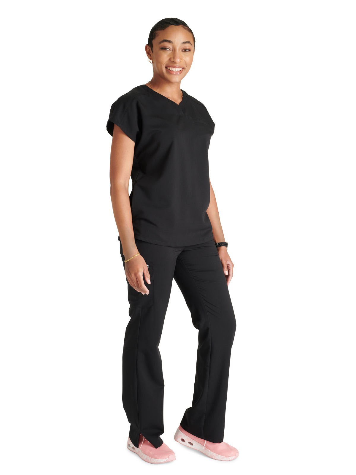 Women's V-Neck Top - CK836A - Black
