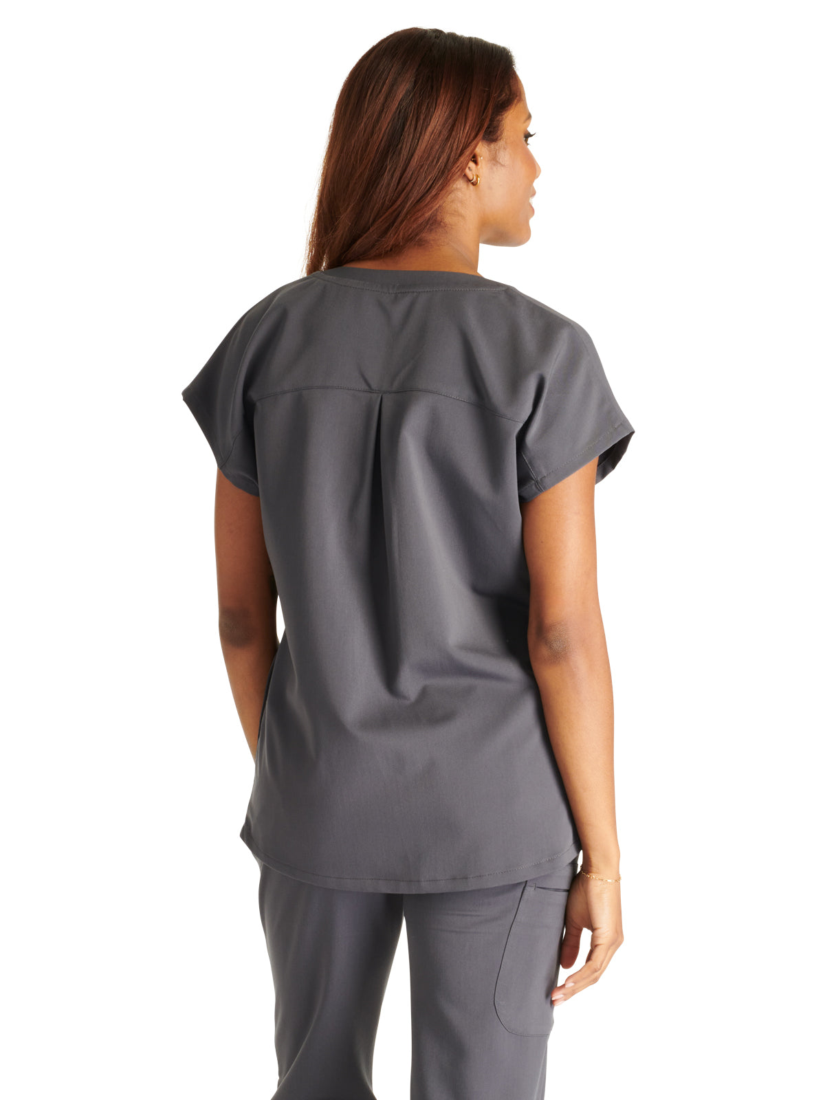 Women's V-Neck Top - CK836A - Pewter