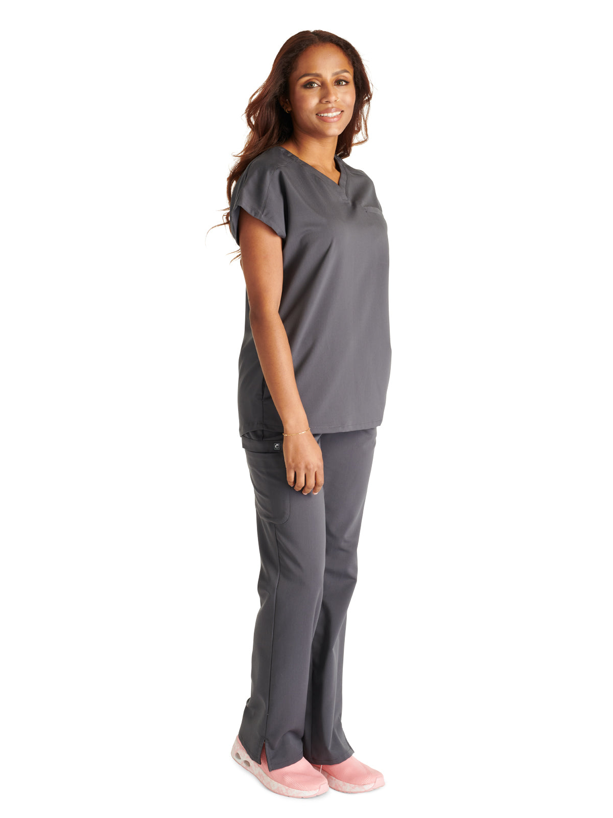 Women's V-Neck Top - CK836A - Pewter