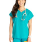 Women's V-Neck Top - CK836A - Teal Blue