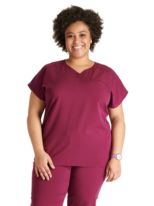 Women's V-Neck Top - CK836A - Wine